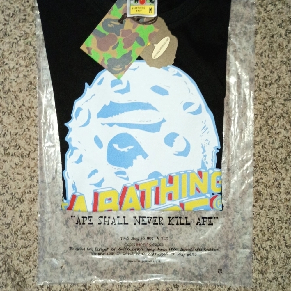 Bape Black Short Sleeve Tee with Colorful Logo - Picture 4 of 4